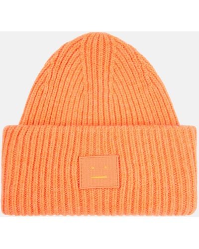 Acne Studios Pansy Ribbed-knit Wool Beanie - Orange