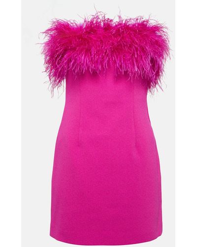 Rebecca Vallance Feather-trimmed Crepe Minidress - Pink