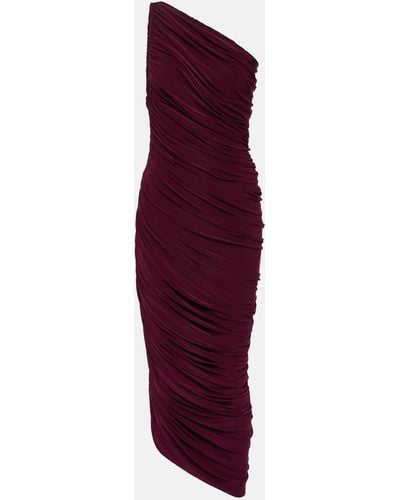 Norma Kamali Diana Ruched Jersey Midi Dress - Purple