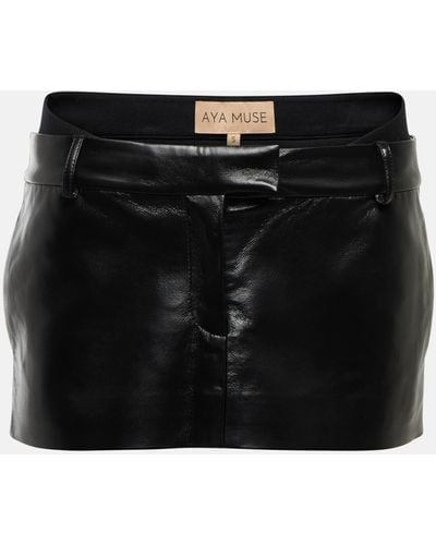 AYA MUSE Oloma Faux Leather Miniskirt - Black