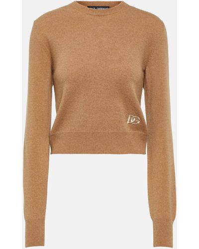 Dolce & Gabbana Cropped Cashmere-blend Sweater - Brown