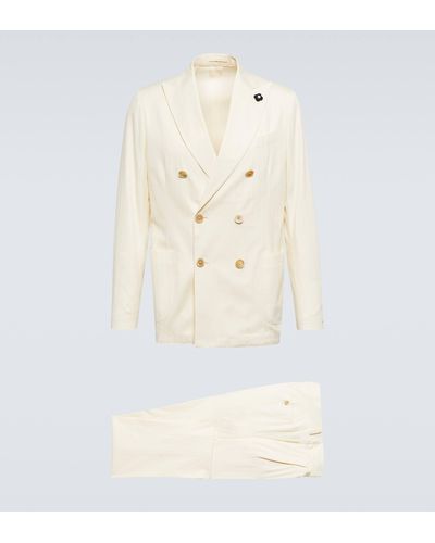 Lardini Double-breasted Cotton Suit - Natural
