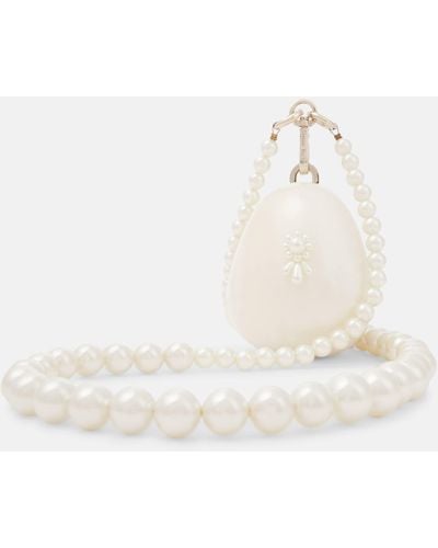 Simone Rocha Nano Egg Pearl-embellished Clutch - White