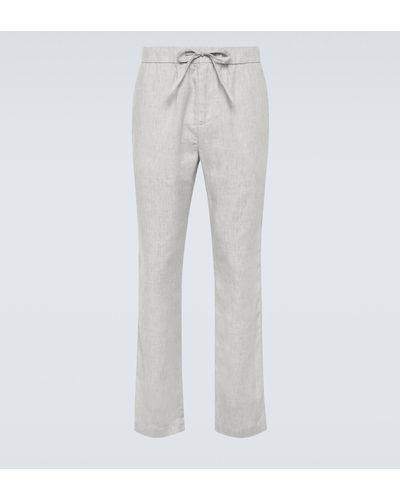 Frescobol Carioca Oscar Linen And Cotton Straight Pants - Grey