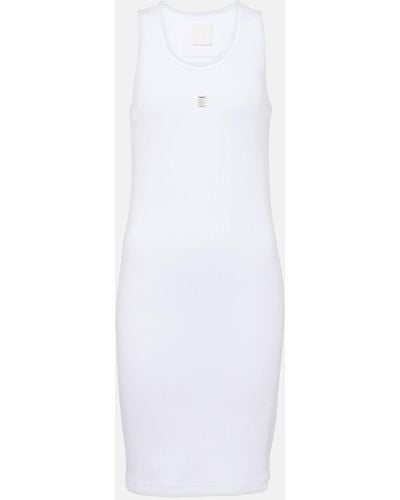 Givenchy 4g Ribbed-knit Cotton Minidress - White