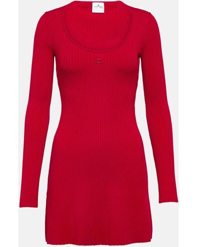 Courreges Ribbed-knit Jersey Minidress - Red