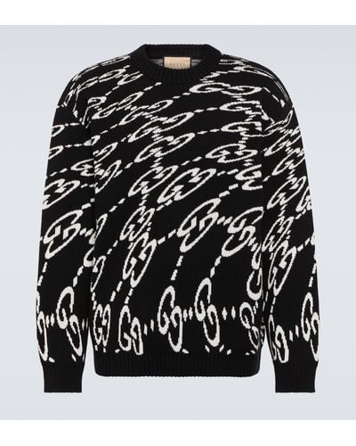 Gucci GG Jacquard Cotton Pique Sweater - Black