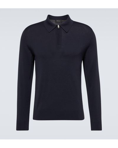 Brioni Wool Half-zip Polo Sweater - Blue