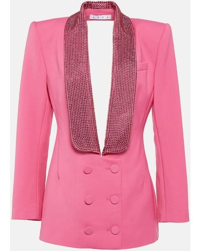 Area Embellished Wool Tuxedo Minidress - Pink
