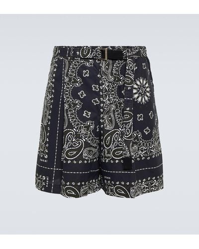 Sacai Bandana Cotton Poplin Shorts - Black