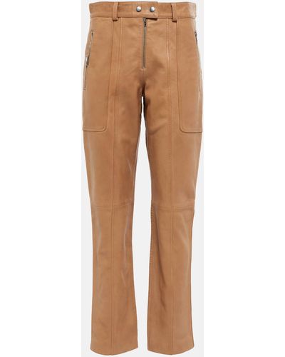 Isabel Marant Anazia Straight Leather Pants - Brown