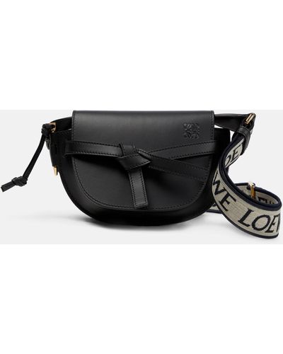 Loewe Gate Dual Mini Leather And Jacquard Shoulder Bag - Black