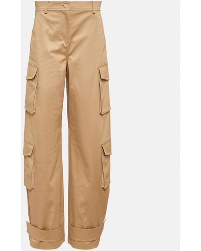 Valentino High-rise Wide-leg Cargo Pants - Natural