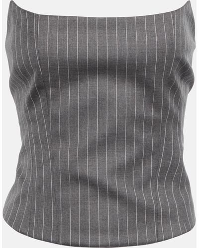 Magda Butrym Pinstripe Wool Bustier - Grey