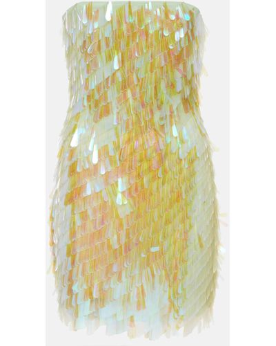 The Attico Embellished Silk Minidress - Yellow