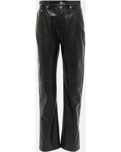 Nanushka Vinni Faux Leather Straight Pants - Black