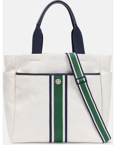 Tory Sport Logo Canvas Tennis Bag - White