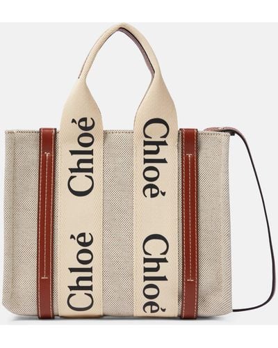 Chloé White And Woody Small Tote Bag - Brown