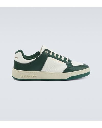 Saint Laurent Sl61 Logo-print Leather Low-top Sneakers - Green