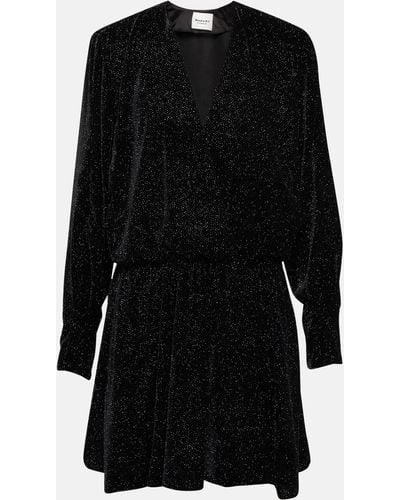 Isabel Marant Alexane Glitter Velvet Minidress - Black