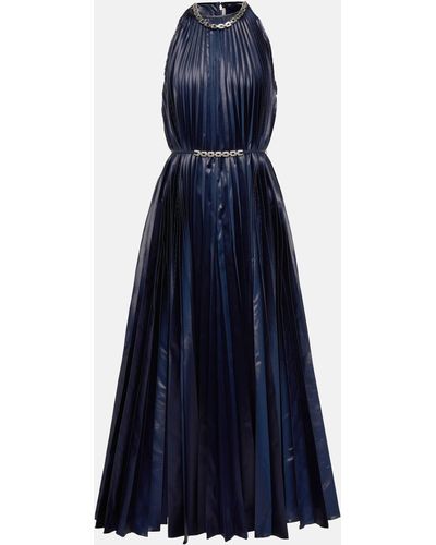Christopher Kane Embellished Halterneck Lame Midi Dress - Blue