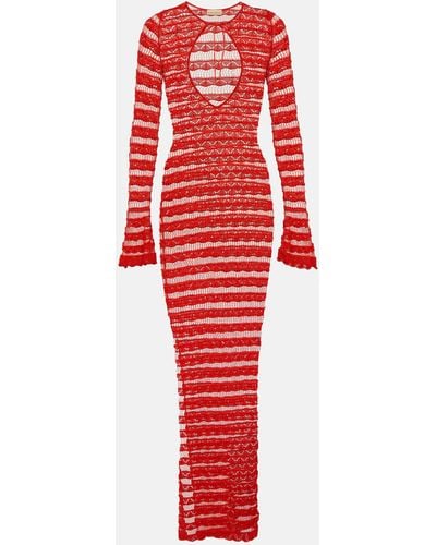 AYA MUSE Cotton-blend Lace Maxi Dress - Red