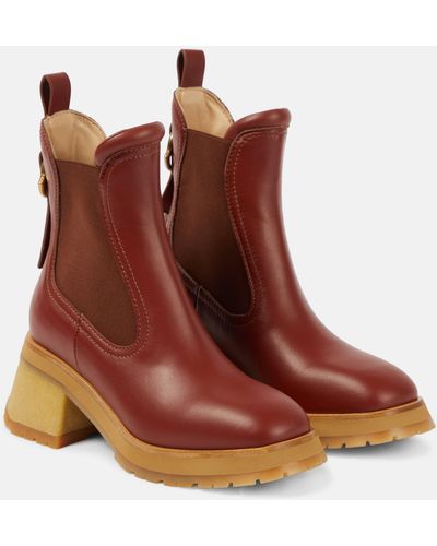 Moncler Gigi Leather Chelsea Boots - Brown
