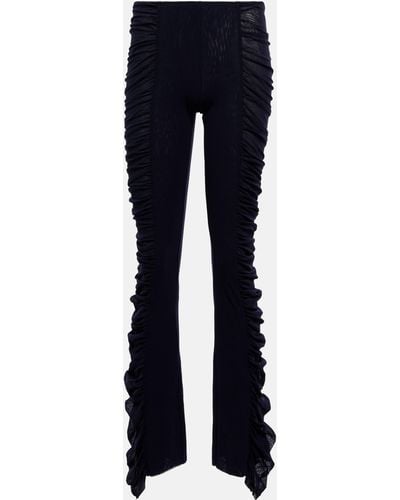 Black High Waisted Ruched Bum Jersey Knit Flared Pants