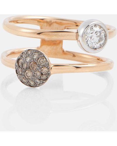 Pomellato Sabbia 18kt Gold Double-ring With Diamonds - White