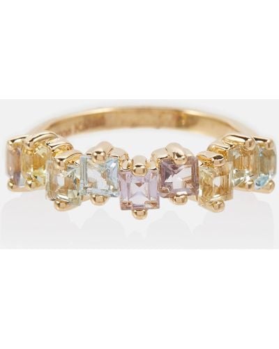 Suzanne Kalan Pastel Rainbow 14kt Gold Ring With Sapphires - White