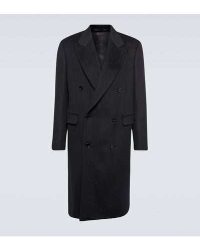 Lardini Double-breasted Cashmere Coat - Black