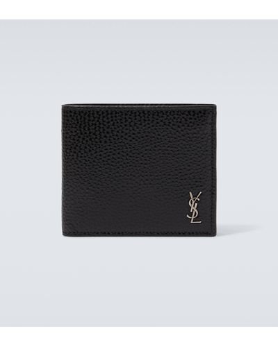 Saint Laurent Tiny Cassandre East/west Leather Wallet - Black