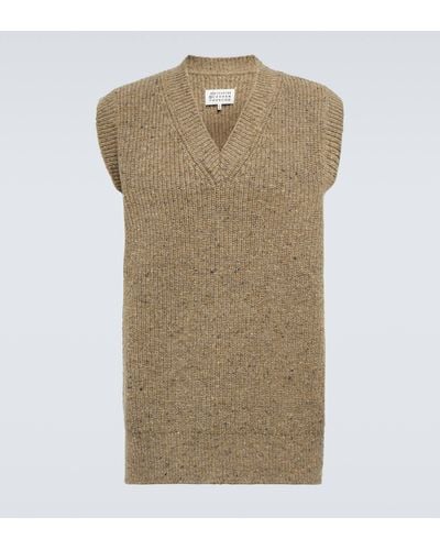 Maison Margiela Wool And Cashmere-blend Sweater Vest - Natural