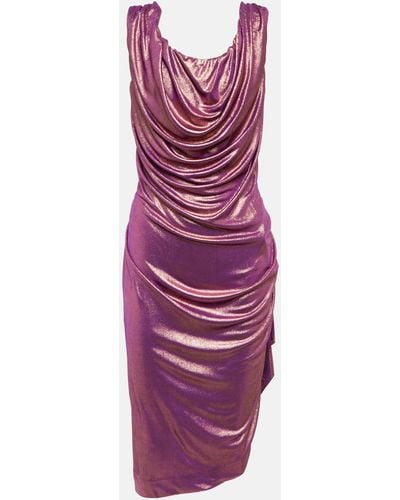 Vivienne Westwood Draped Metallic Lame Minidress - Purple