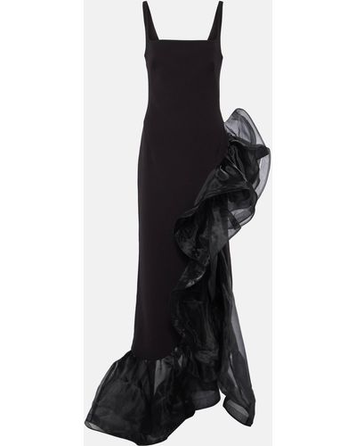 Safiyaa Square-neck Derry Gown - Black