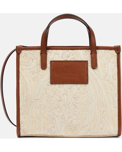 Etro Globtter Small Embroidered Tote Bag - Brown