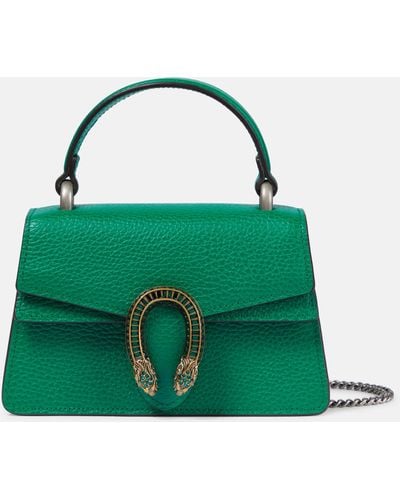 Gucci Dionysus Mini Embellished Textured-leather Tote - Green