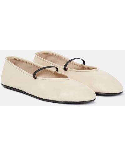 The Row Leather Ballet Flats - Natural