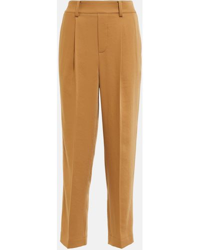 Vince Mid-rise Pleated Straight Pants - Natural