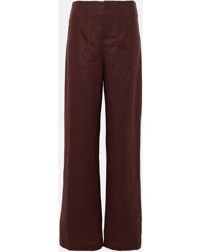 Faithfull The Brand Isotta High-rise Linen Straight Pants - Brown