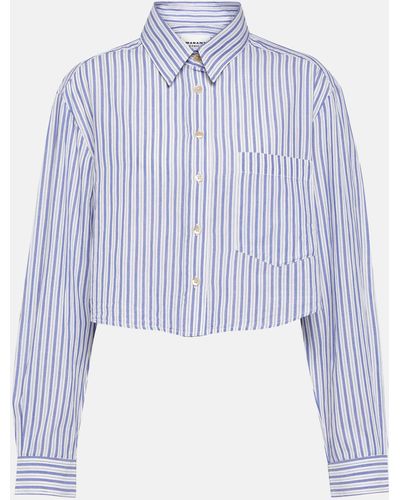Isabel Marant Eliora Striped Cropped Cotton Shirt - Blue
