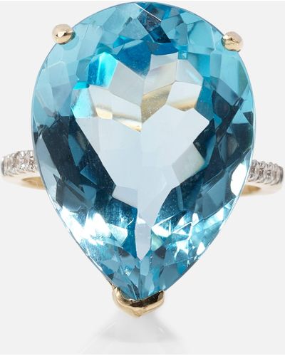 Mateo 14kt Gold Ring With Topaz And Diamonds - Blue