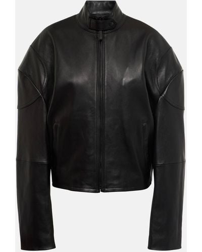 Acne Studios Logo Leather Jacket - Black