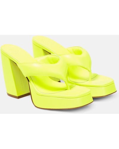 Gia Borghini Gia 17 Leather Platform Thong Sandals - Yellow