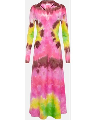 Gabriela Hearst Tie-dye Cashmere And Silk Midi Dress - Pink