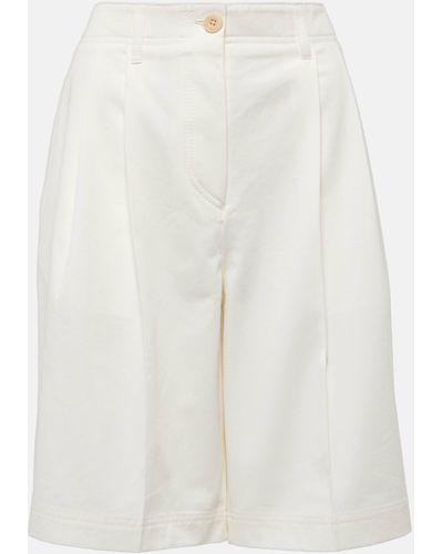 Totême Cotton Twill Bermuda Shorts - White