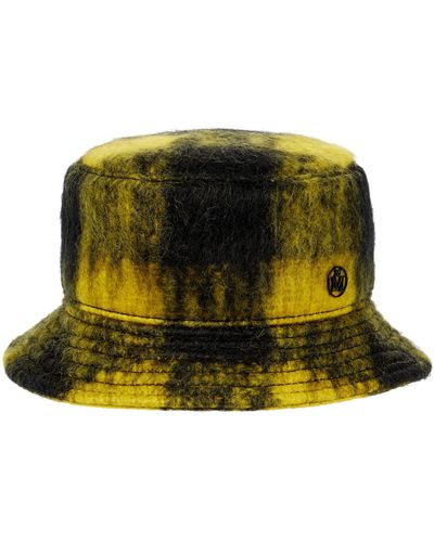 Maison Michel Jason Checked Mohair-blend Bucket Hat - Green