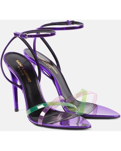 Saint Laurent Fever 110 Pvc And Patent Leather Sandals - Purple