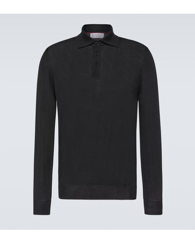 Brunello Cucinelli Wool And Cashmere Polo Sweater - Black