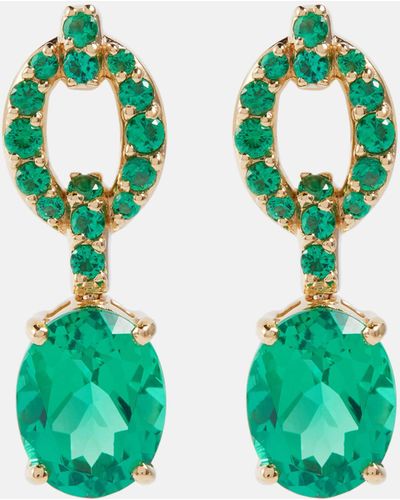 Nadine Aysoy Catena Drop 18kt Gold Earrings With Emeralds - Green